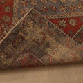 Vintage Kayseri Turkish Runner Rug 3x6 ft — Red & Blue Geometric