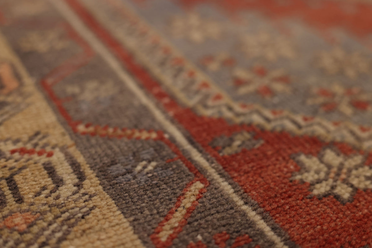 Vintage Kayseri Turkish Runner Rug 3x6 ft — Red & Blue Geometric