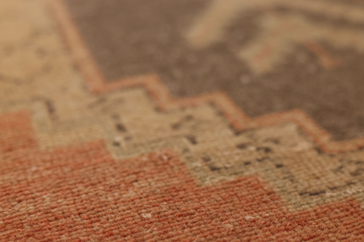 Vintage Malatya Turkish Runner Rug 3x11 ft — Orange & Brown Geometric