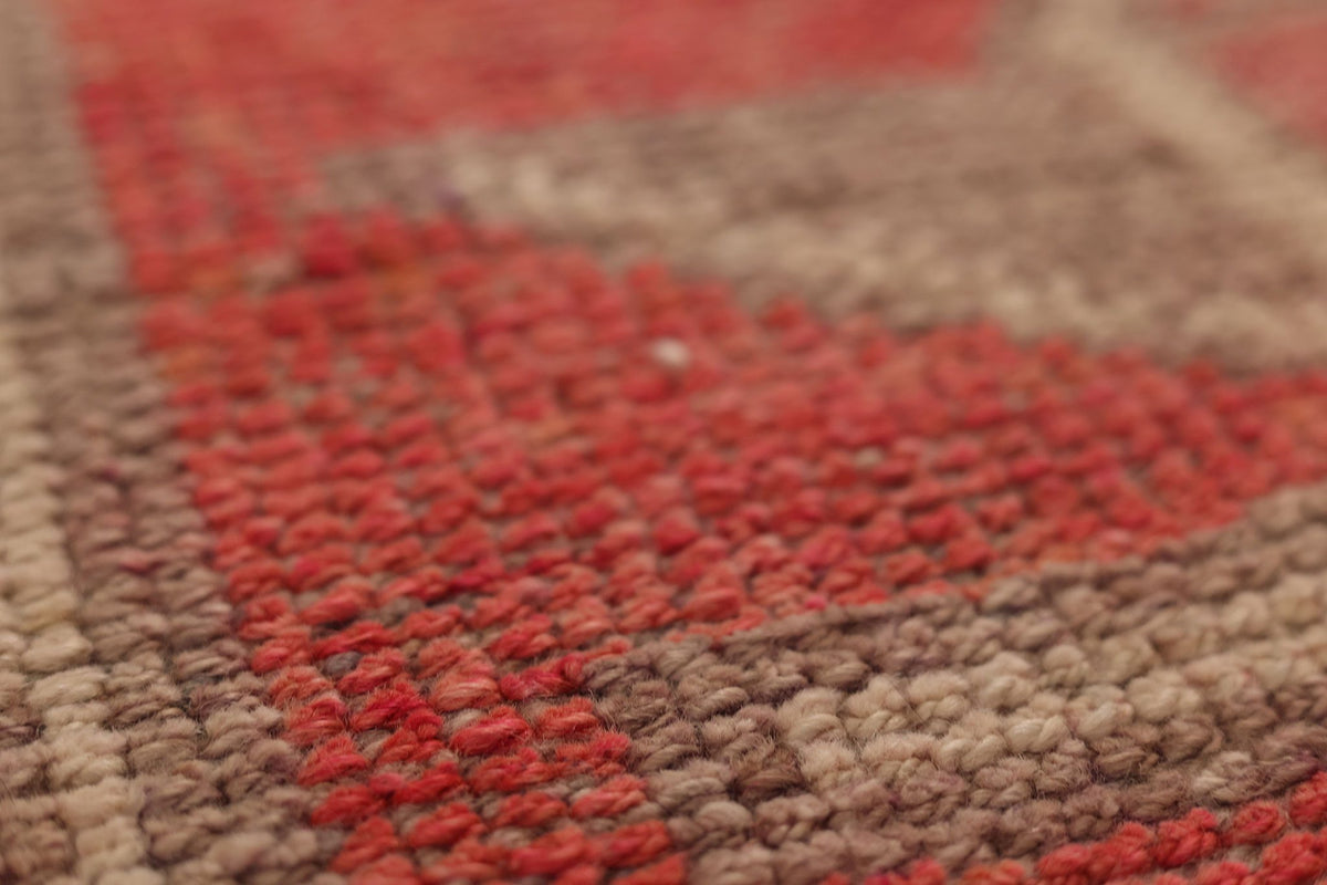 Vintage Southeastern Persian Style Runner Rug 3x11 ft — Red & Beige Geometric
