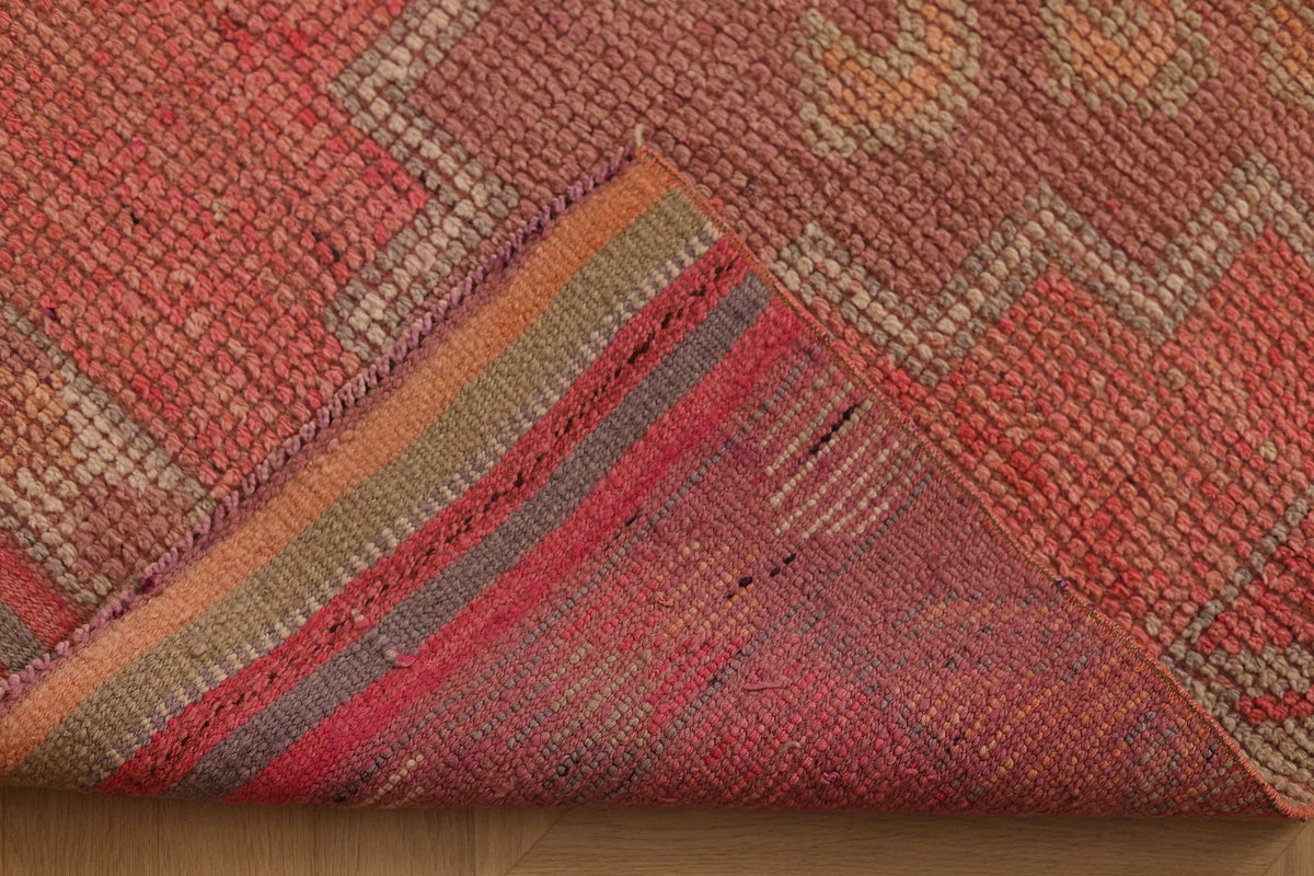 Vintage Southeastern Persian Style Runner Rug 3x11 ft — Red & Beige Geometric