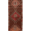 Vintage Southeastern Persian Style Runner Rug 3x9 ft — Brown & Red Geometric