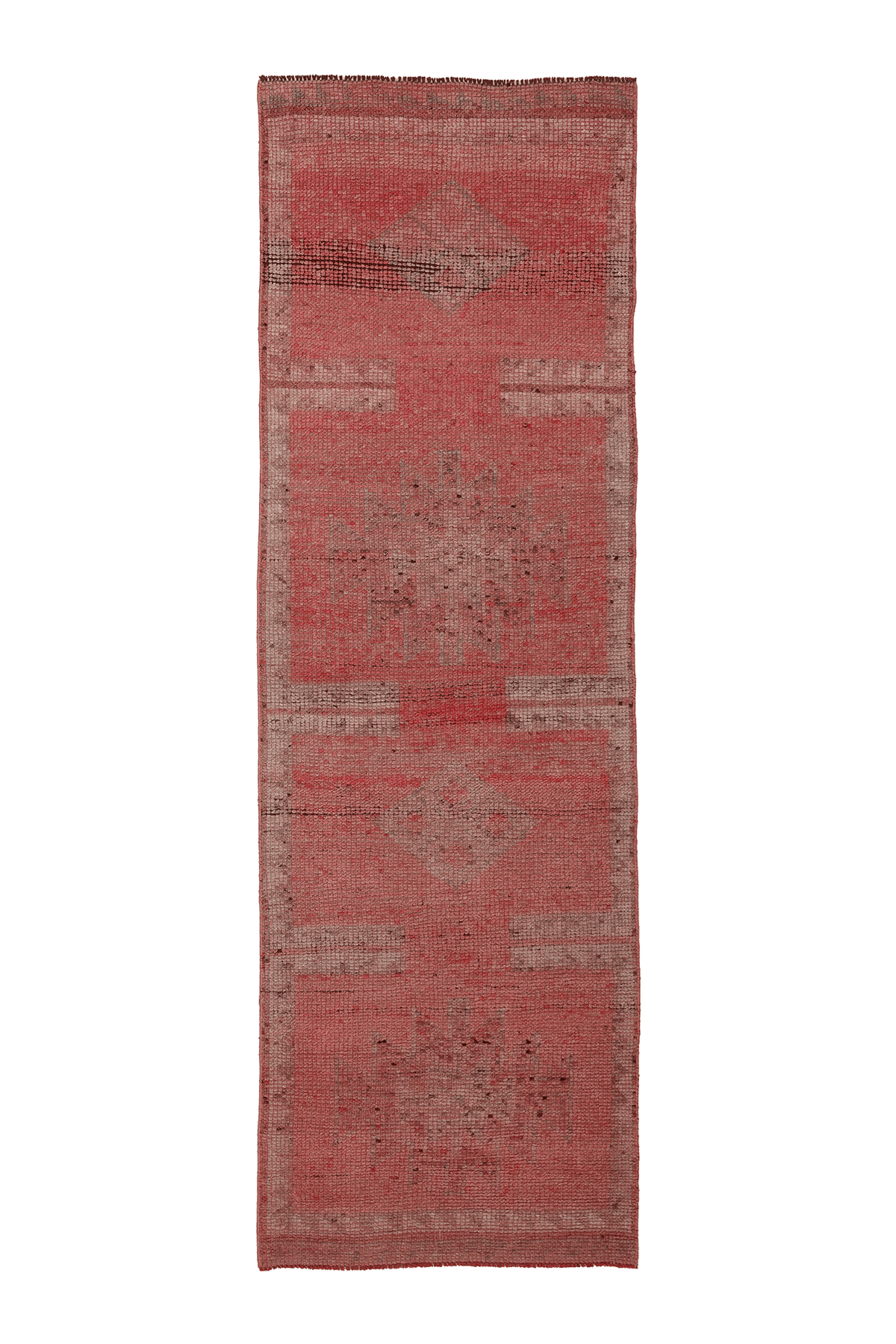 Vintage Southeastern Persian Style Runner Rug 3x10 ft — Red & Beige Geometric