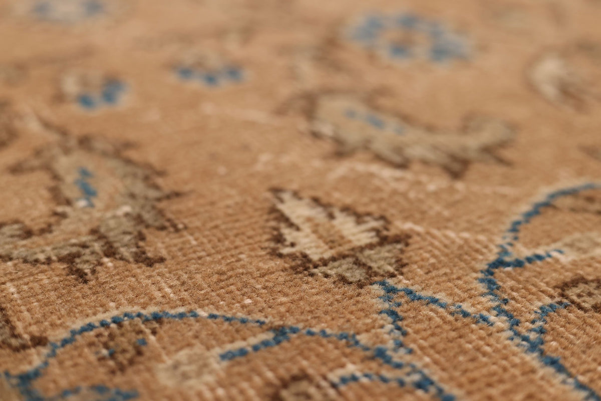 Vintage Isparta Turkish Area Rug 4x7 ft — Brown & Beige Floral