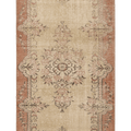 Vintage Isparta Turkish Area Rug 4x7 ft — Beige & Orange Floral