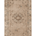 Vintage Isparta Turkish Area Rug 4x6 ft — Beige & Brown Floral
