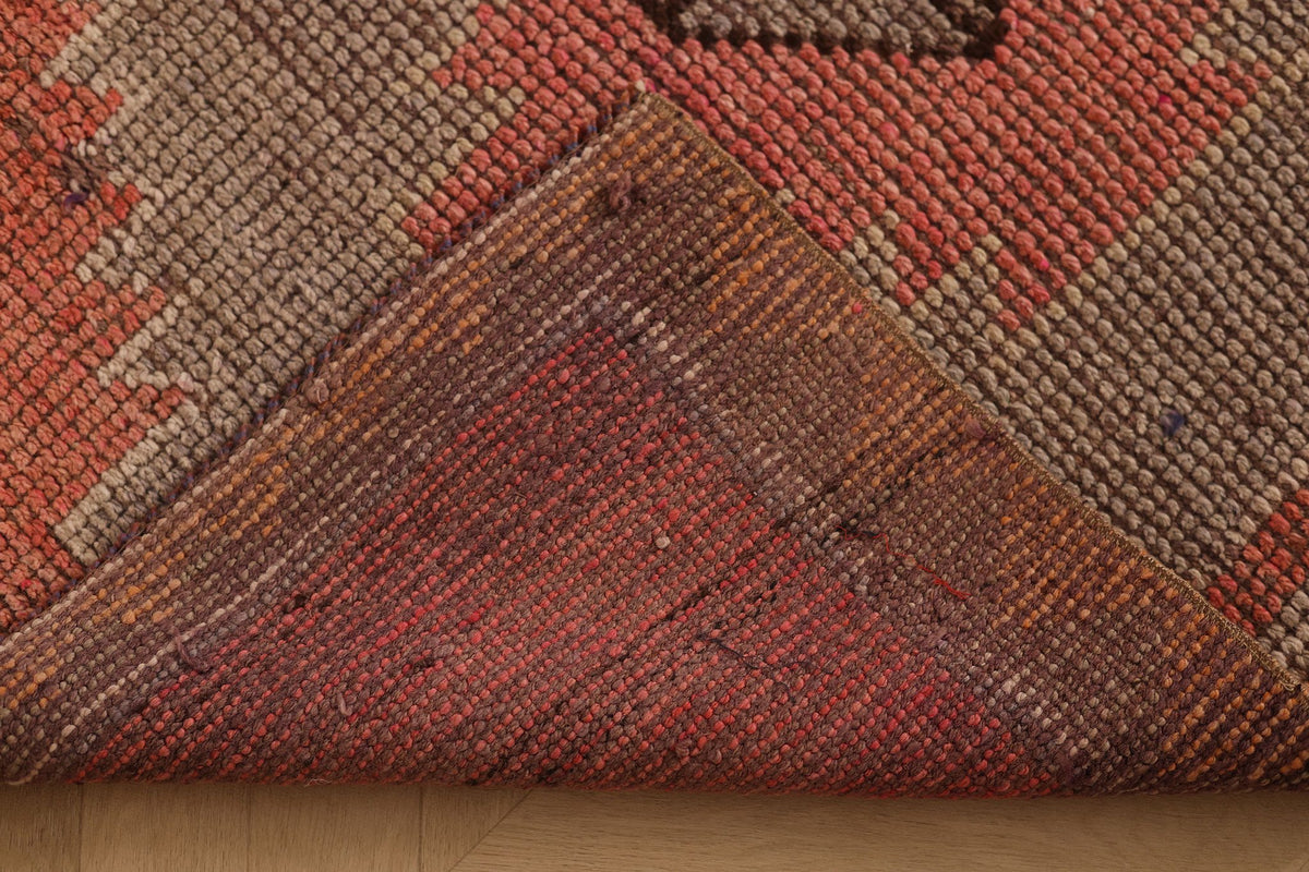 Vintage Malatya Turkish Runner Rug 3x10 ft — Red & Brown Southwestern