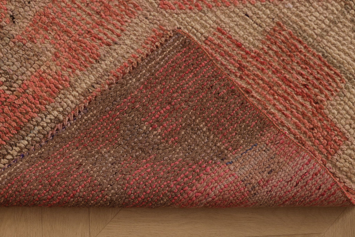 Vintage Southeastern Persian Style Runner Rug 3x10 ft — Red & Beige Geometric