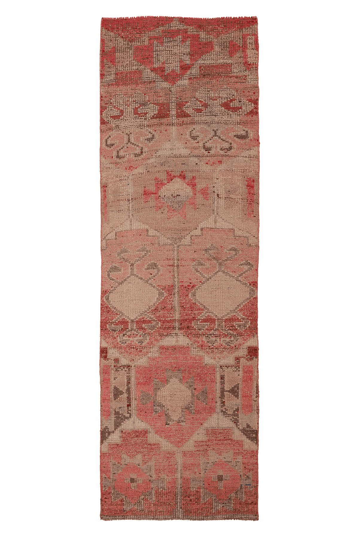 Vintage Southeastern Persian Style Runner Rug 3x10 ft — Red & Beige Geometric