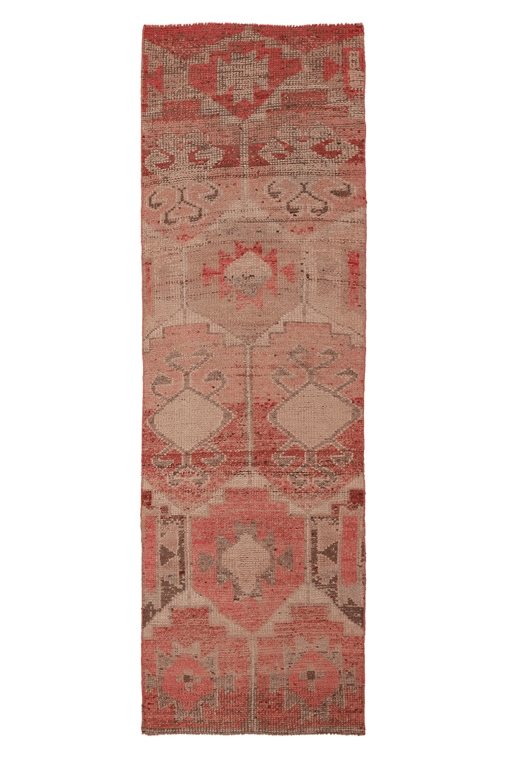 Vintage Southeastern Persian Style Runner Rug 3x10 ft — Red & Beige Geometric