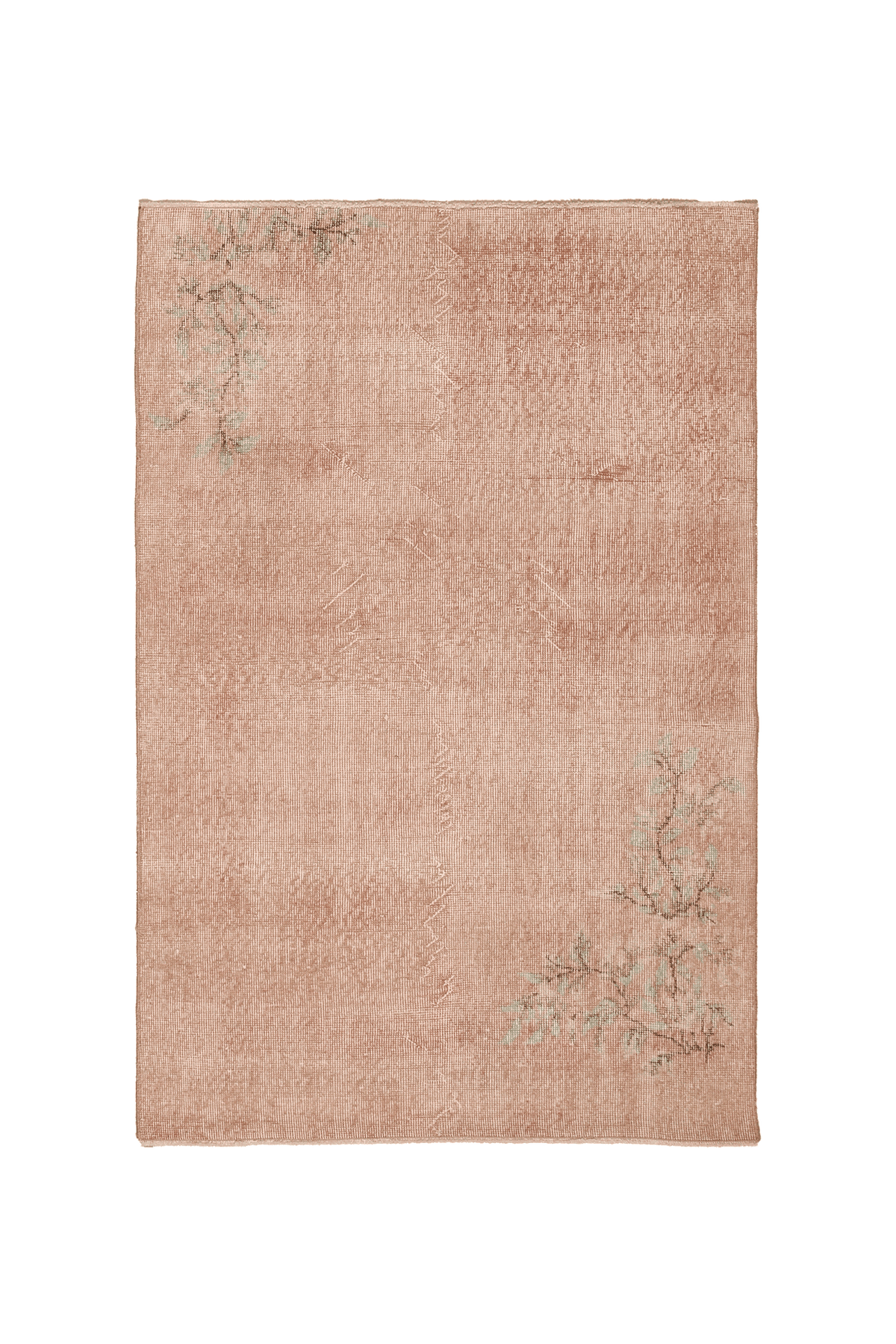 Vintage Isparta Turkish Area Rug 4x6 ft — Orange & Beige Floral