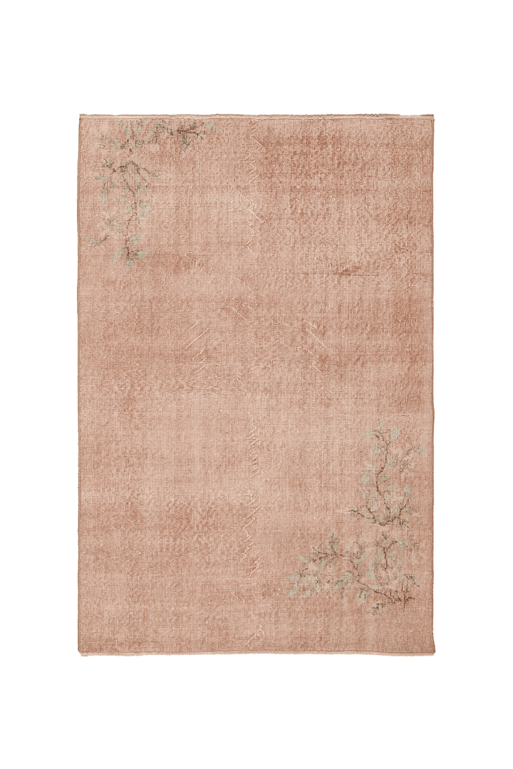 Vintage Isparta Turkish Area Rug 4x6 ft — Orange & Beige Floral