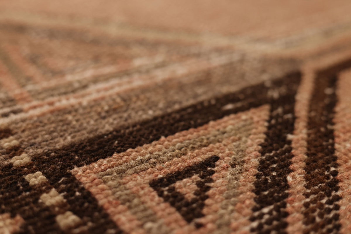 Vintage Malatya Turkish Runner Rug 3x11 ft — Orange & Brown Geometric