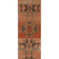 Vintage Malatya Turkish Runner Rug 2x8 ft — Brown & Orange Geometric