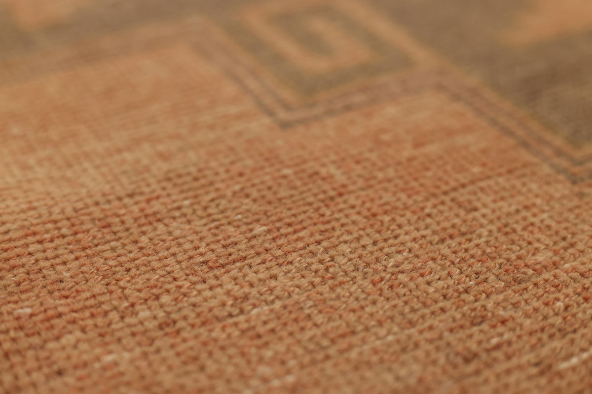 Vintage Malatya Turkish Runner Rug 2x8 ft — Brown & Orange Geometric