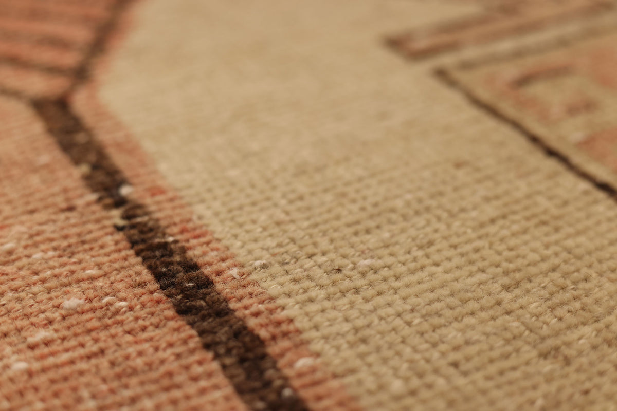 Vintage Malatya Turkish Runner Rug 3x12 ft — Brown & Beige Geometric