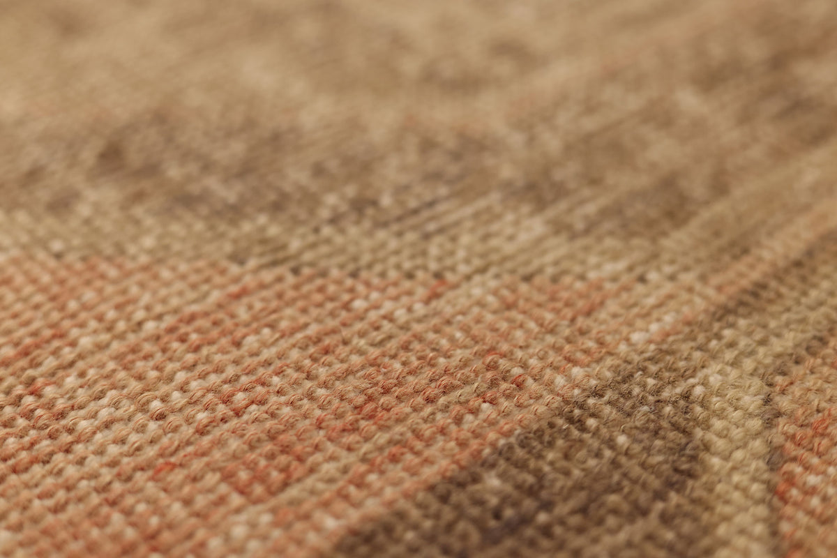 Vintage Malatya Turkish Runner Rug 3x12 ft — Beige & Pink Geometric