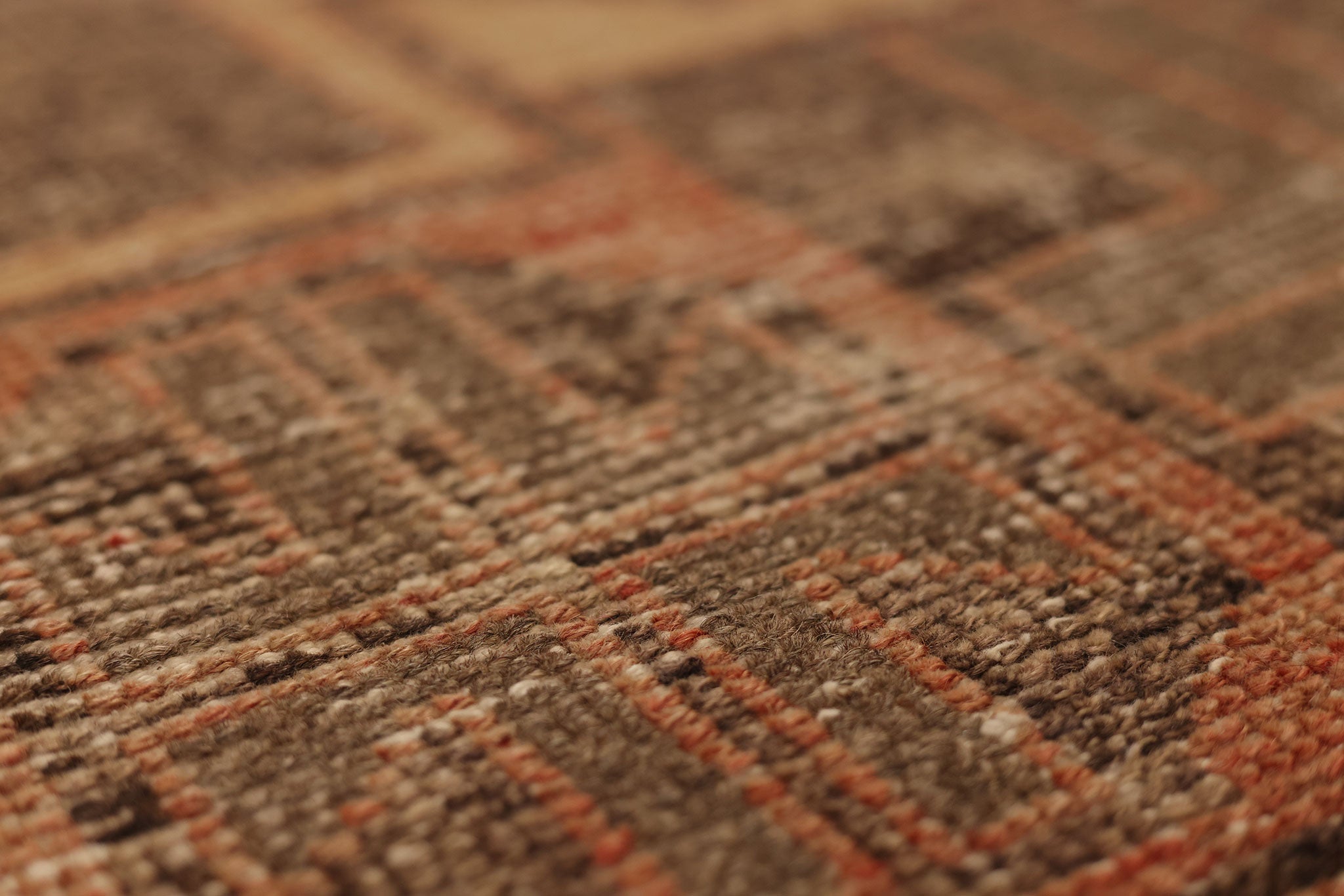 Vintage Malatya Turkish Runner Rug 3x11 ft — Brown & Red Geometric