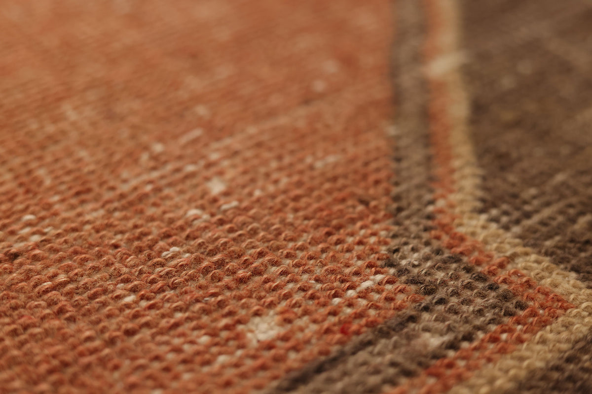 Vintage Malatya Turkish Runner Rug 3x11 ft — Red & Brown Geometric