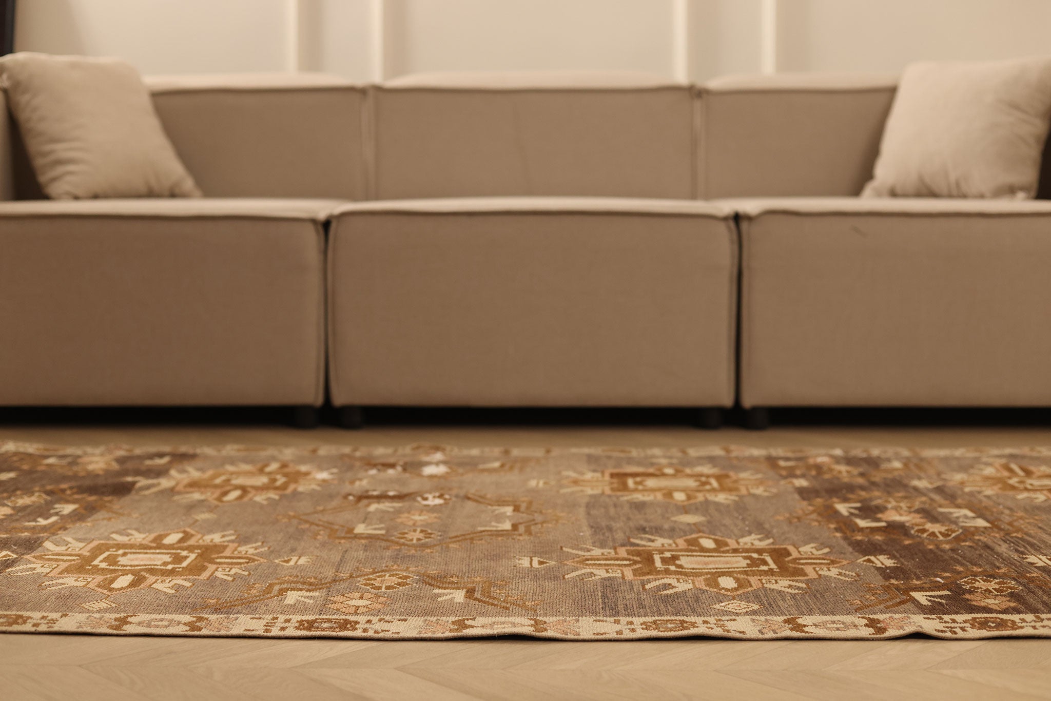 Vintage Malatya Turkish Runner Rug 3x11 ft — Brown & Beige Geometric (No. 60423)