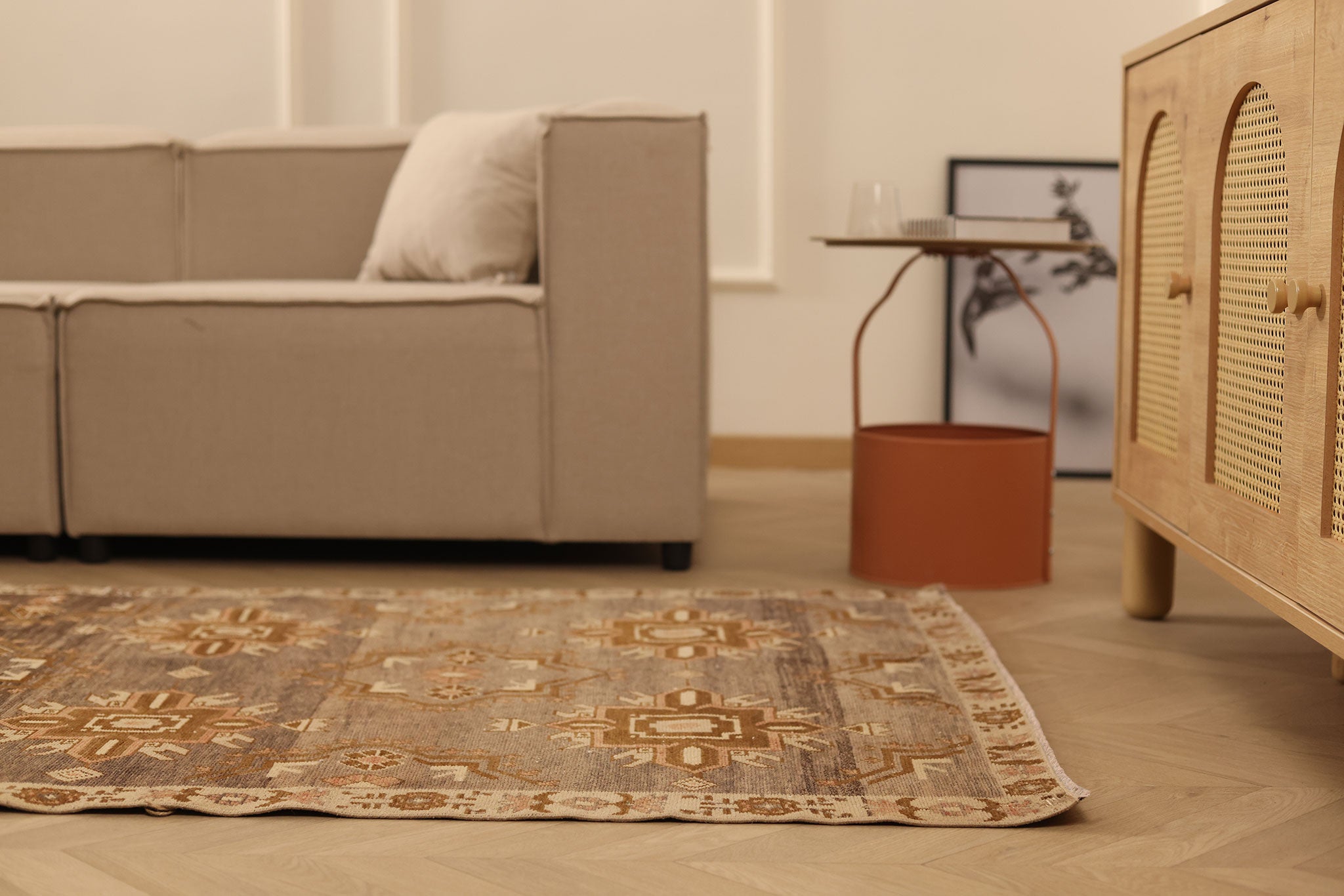 Vintage Malatya Turkish Runner Rug 3x11 ft — Brown & Beige Geometric (No. 60423)