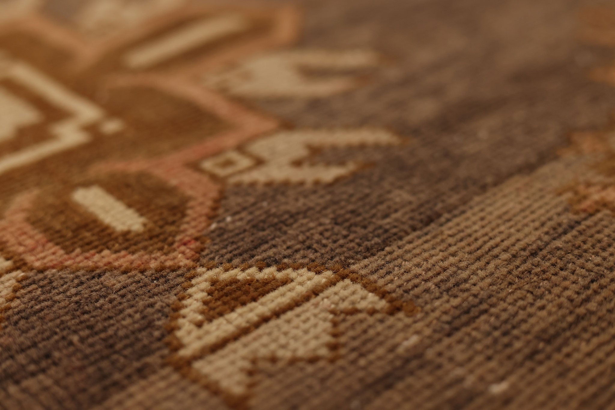Vintage Malatya Turkish Runner Rug 3x11 ft — Brown & Beige Geometric (No. 60423)