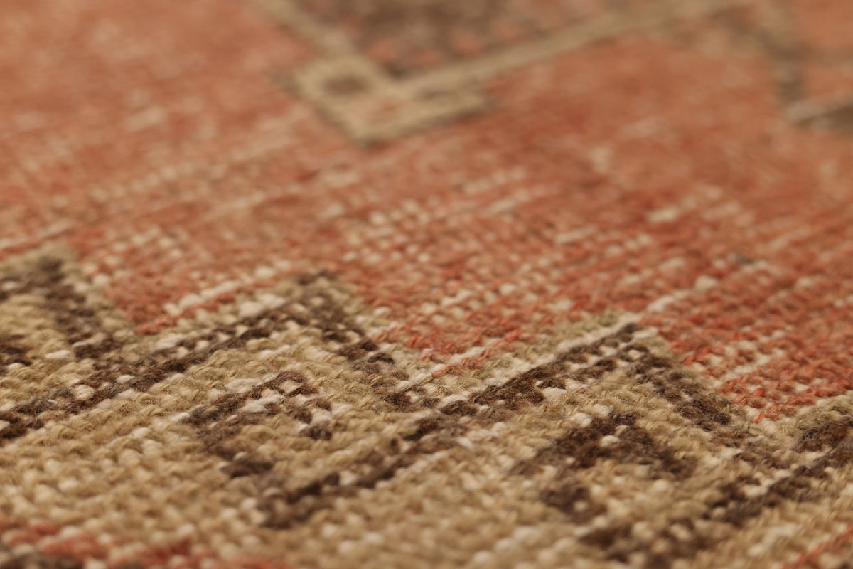 Vintage Malatya Turkish Runner Rug 2x8 ft — Red & Brown Geometric