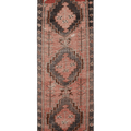 Vintage Malatya Turkish Runner Rug 3x11 ft — Pink & Gray Geometric