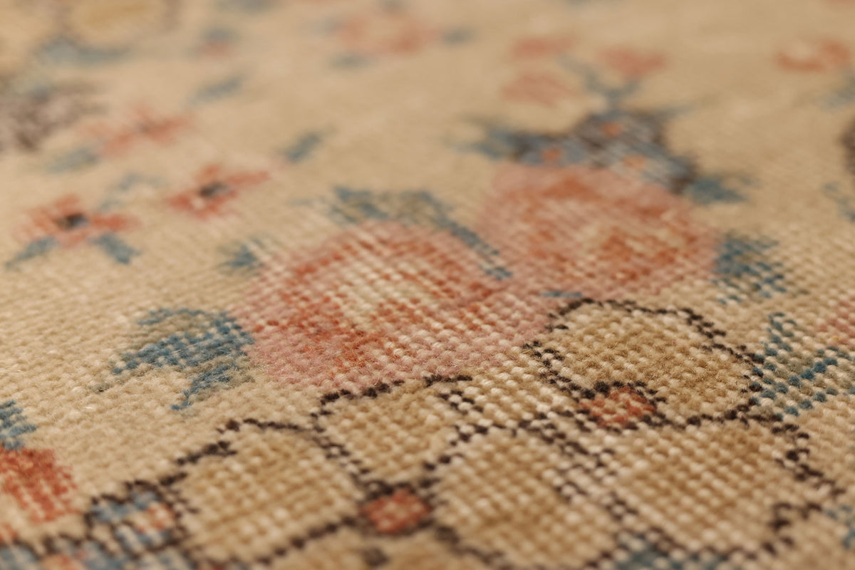 Vintage Isparta Turkish Runner Rug 2x5 ft — Beige & Blue Distressed