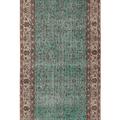 Vintage Isparta Turkish Area Rug 3x6 ft — Green & Beige Floral