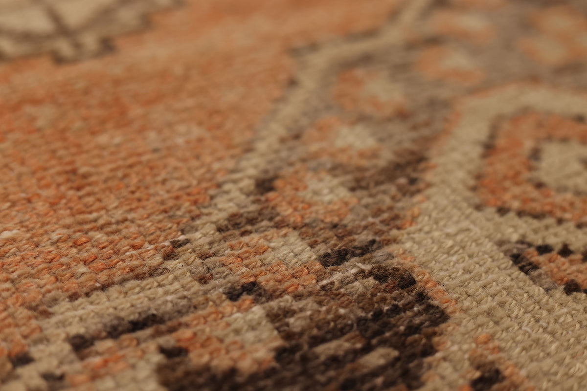 Vintage Malatya Turkish Runner Rug 2x9 ft — Brown & Orange Geometric
