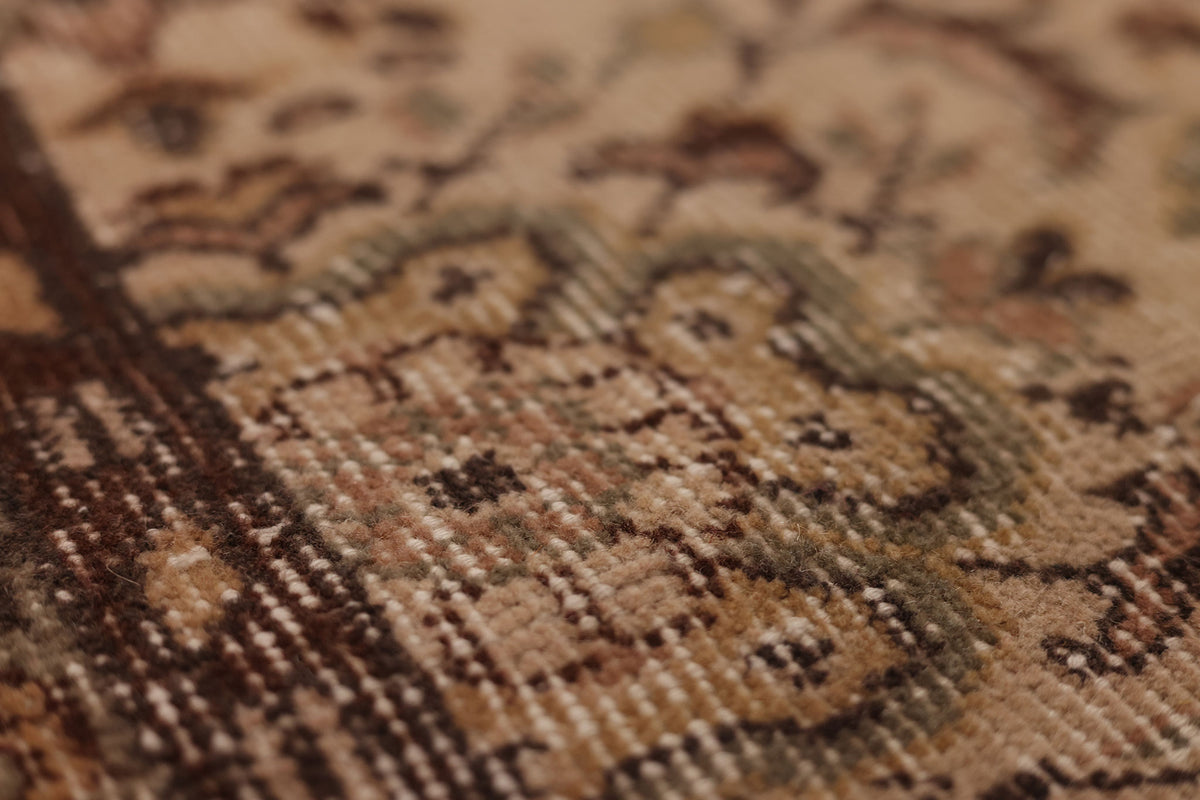 Vintage Isparta Turkish Runner Rug 2x8 ft — Beige & Brown Floral (No. 60458)