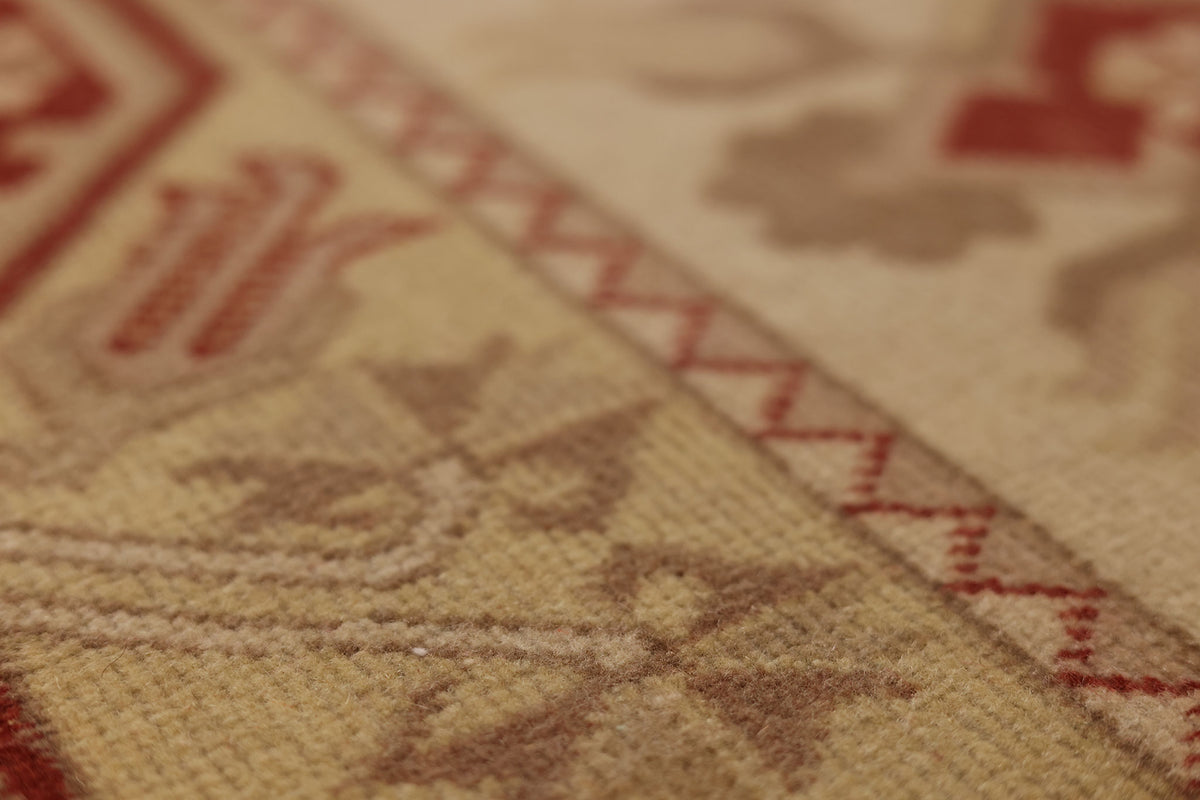 Vintage Muğla Turkish Runner Rug 2x9 ft — Beige & Red Geometric