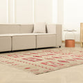 Vintage Isparta Turkish Area Rug 5x8 ft — Beige & Red Geometric