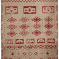 Vintage Isparta Turkish Area Rug 5x8 ft — Beige & Red Geometric