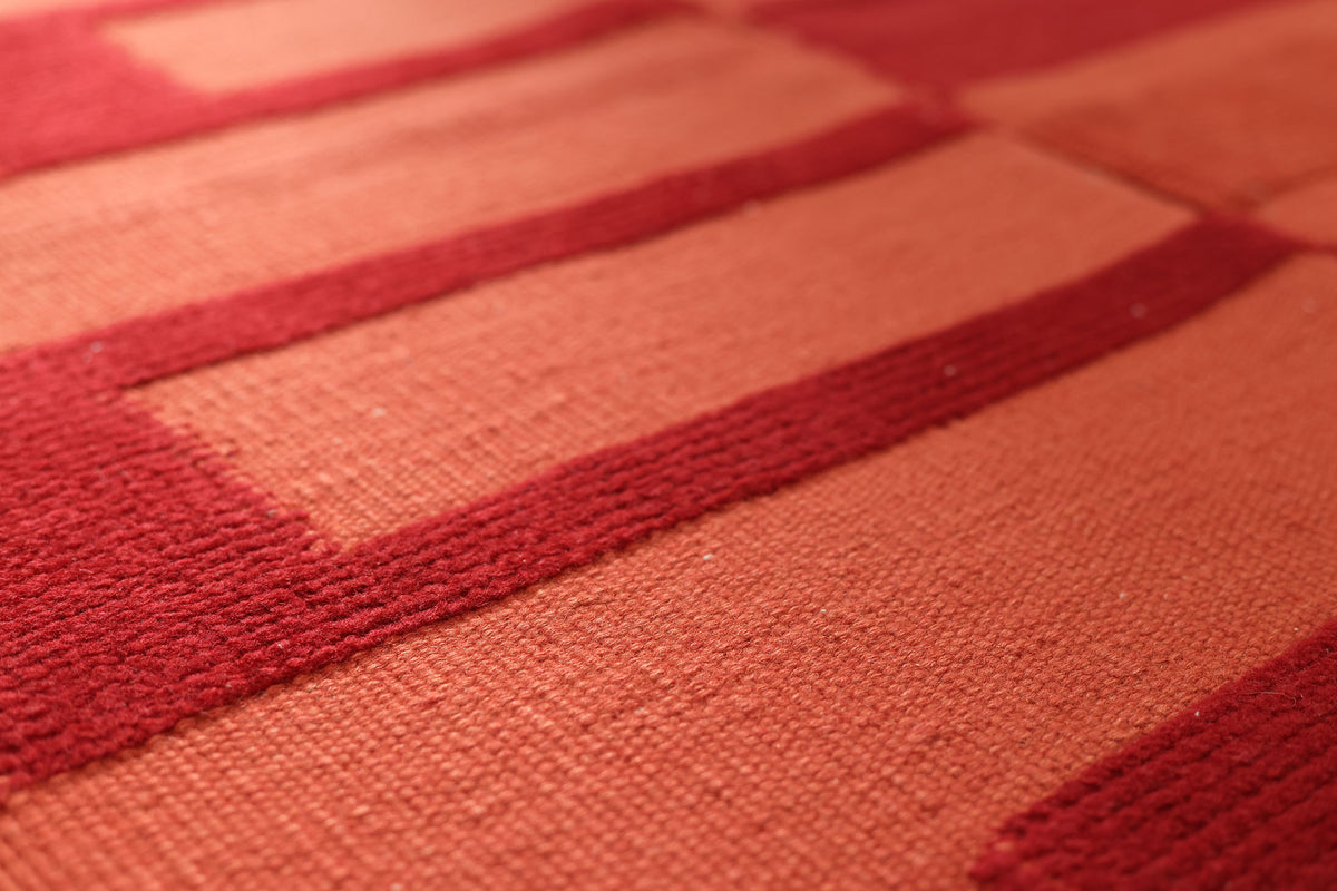 Vintage Sivas Turkish Area Rug 4x7 ft — Red Geometric