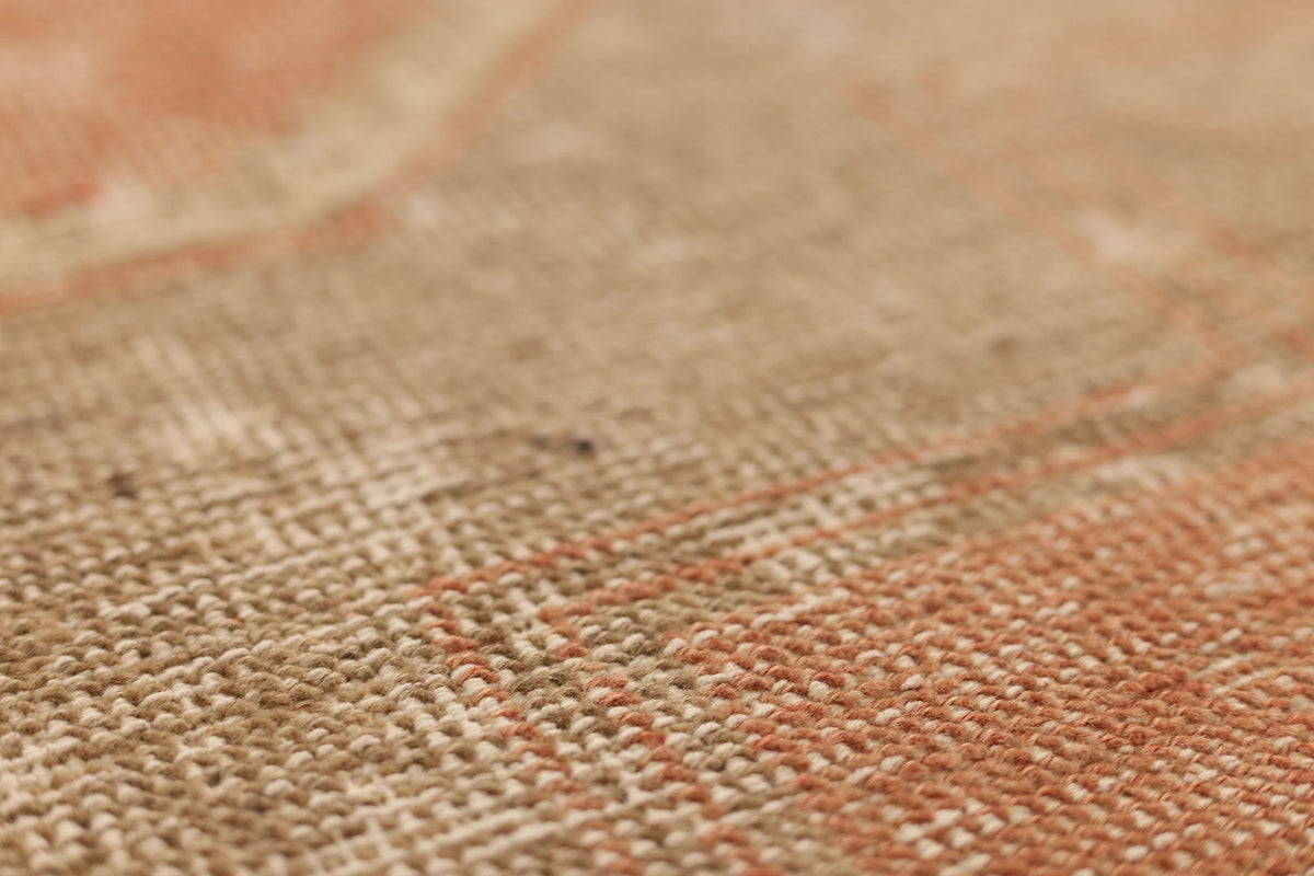 Vintage Malatya Turkish Runner Rug 4x13 ft — Brown & Beige Geometric