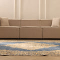 Vintage Isparta Turkish Area Rug 7x11 ft — Blue & Beige Floral
