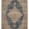Vintage Isparta Turkish Area Rug 7x11 ft — Blue & Beige Floral