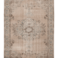 Vintage Isparta Turkish Area Rug 6x9 ft — Beige & Blue Floral