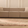 Vintage Isparta Turkish Area Rug 6x10 ft — Beige & Brown Floral