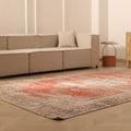 Vintage Isparta Turkish Area Rug 7x10 ft — Red & Beige Floral