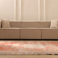 Vintage Isparta Turkish Area Rug 7x10 ft — Red & Beige Floral