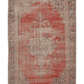 Vintage Isparta Turkish Area Rug 7x10 ft — Red & Beige Floral