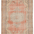 Vintage Manisa Turkish Area Rug 5x8 ft — Red & Beige Floral