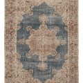 Vintage Isparta Turkish Area Rug 6x9 ft — Blue & Beige Floral