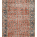 Vintage Isparta Turkish Area Rug 5x9 ft — Red & Blue Floral