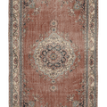 Vintage Isparta Turkish Area Rug 5x8 ft — Brown & Beige Floral (No. 60593)