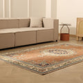Vintage Isparta Turkish Area Rug 5x8 ft — Brown & Beige Floral (No. 60593)