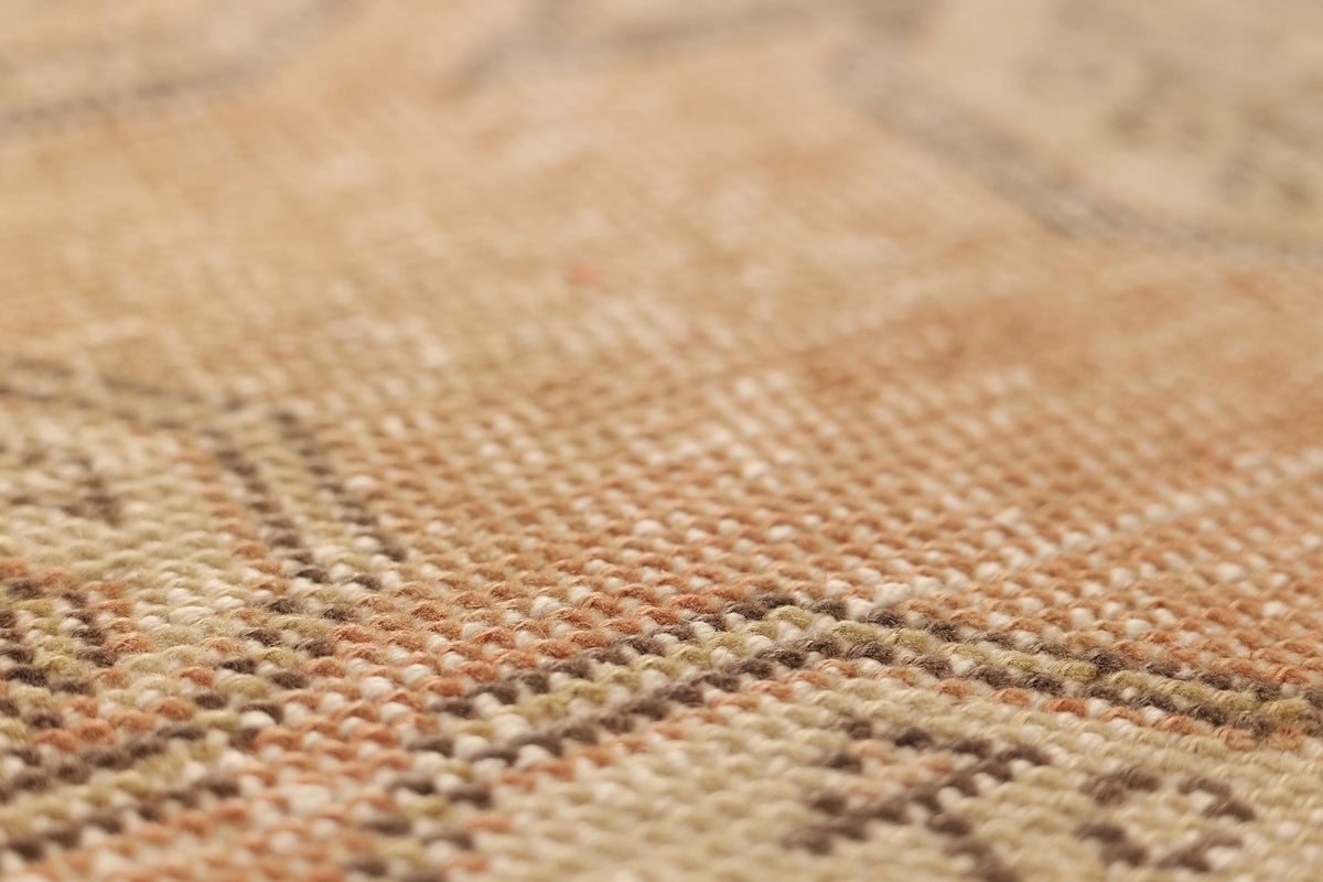 Vintage Nevşehir Turkish Area Rug 4x7 ft — Orange & Beige Geometric